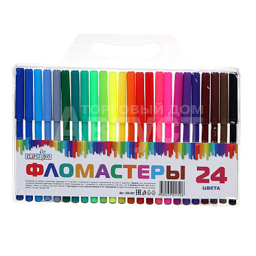 Фломастеры ClipStudio 256-061 с цветным вент.колпачком, пластик, в ПВХ пенале, 24 цвета