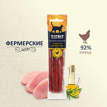 Колбаски TitBit Золотая коллекция 6935277 фермерские, для кошек, 20 г