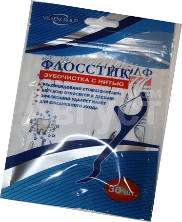 Зубочистки Флосстик 30шт с нитью
