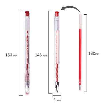 Ручка гелевая Brauberg 143903 EXTRA корпус прозрачный, узел 0,5 мм. линия 0,35мм, прозрачный корпус, красный