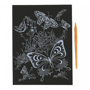 Гравюра 100SCRATCHART-CLR-BUTTERFLY MultiArt Бабочки, цветная, 18*24 см