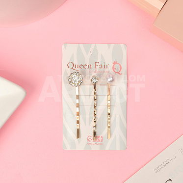 Невидимка для волос Queen fair 3913297 Терция, подсолнух, золото, 3 шт 5,5 см