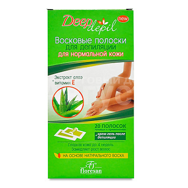 Восковые полоски Deep depil для нормальной кожи с экстрактом алоэ, 20 шт