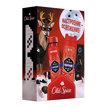 Набор подарочный Old Spice Captain (дезодорант - спрей 150 мл + и гель для душа 3 в 1 250 мл), мужской