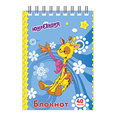 Блокнот Юнландия 129860 Мультяшки, А7 75*105мм, гребень, в клетку, 40 листов