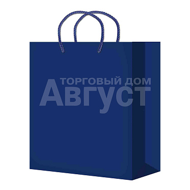 Пакет подарочный SPL25-Blue дизайнерская бумага, ручки - декоративный шнур 25*36*10 см, голубой