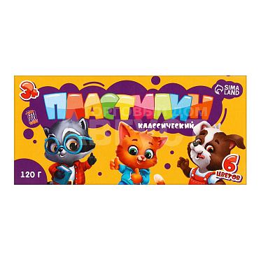 Пластилин ArtFox STUDY 9403313 Классический 120 г, 6 цветов