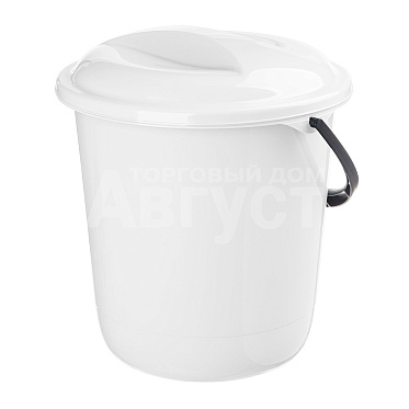 Ведро пластиковое 223214229/01 Гуд, с крышкой, белое, 10 л