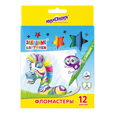 Фломастеры Юнландия 151678 Забавные картинки, 12 цветов