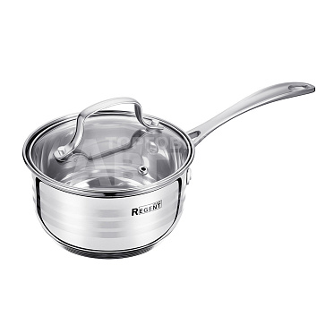 Ковш Linea CINTURA 93-CIN-01 со стеклянной крышкой 14*8 см, нержавеющая сталь, стекло, 1,2 л