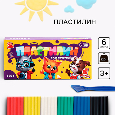 Пластилин ArtFox STUDY 9403313 Классический 120 г, 6 цветов