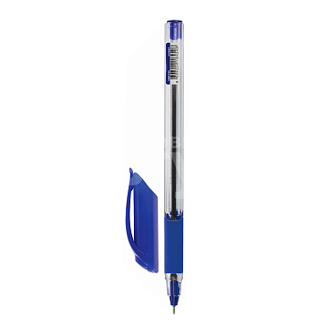 Ручка шариковая масляная Brauberg 142681 Extra Glide DZ, трехгранная, корпус ассорти, игольчатый наконечник 0,7 мм, линия 0,35 мм, синяя, 1 шт