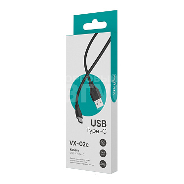 Кабель для зарядки Vixion USB to Type-C VX-02c PRO 2,4А, черный, 1 м