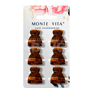 Краб для волос 457024 Monte Vita 2,7 см, в ассортименте, 6 шт