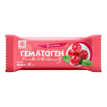 Бад Гематоген 40 г Бад с клюквой и витамином С,плитка