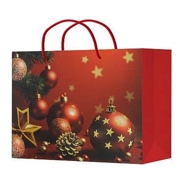 Пакет подарочный НГ 23*17,7*10 Сhristmas, бумага, тиснение золотом