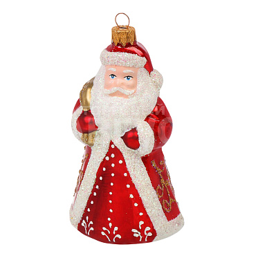 Новогодняя игрушка ФУ-601 в подарочной упаковке, Дед Мороз большой, 14 см, стекло