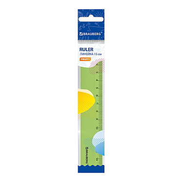 Линейка Brauberg 210765 Fruity, тонированная, 15 см, пластик, ассорти