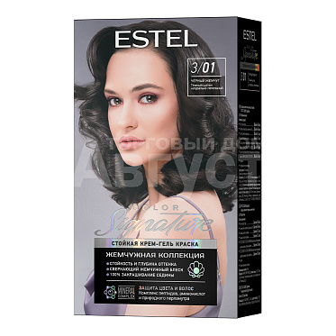 Крем-гель краска для волос Estel Color Signature тон 3/01, Чёрный жемчуг