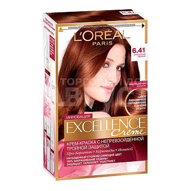 Краска для волос L'Oreal Excellence Creme тон 6.41, элегантный медный