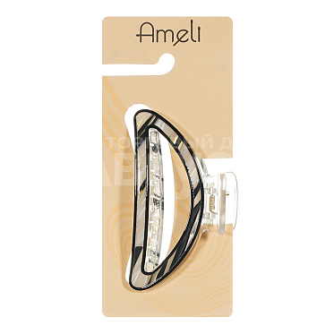 Краб для волос WAT25812-181 Ameli дугообразный с черным 8х15,5х2,9