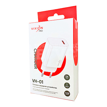Зарядное устройство Vixion VH-01 для USB QC3.0 18W PRO однопортовое бе 3.0 A, белый