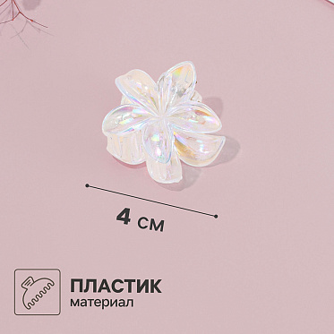 Краб для волос 10955442 Бриса,Цветы и листья 4 см, прозрачный перламутр