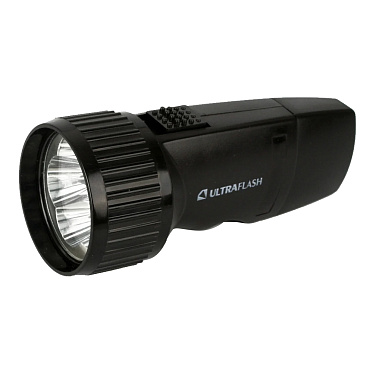 Фонарь Ultraflash LED3859 5 св/д 6500K, до 30м, вилка 220V,, пластик черный
