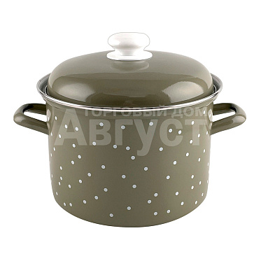Кастрюля 1610АП2/8Кс эмалированная цилиндрическая White dots Каменно-серый 2 л