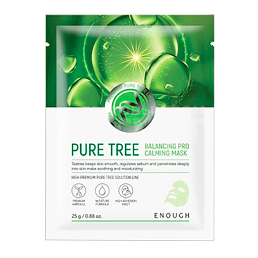 Маска для лица Enough Pure Tree Balancing Pro Calming тканевая, с экстрактом чайного дерева, 25 г